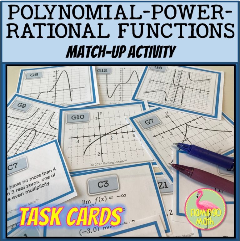 Polynomial Power and Rational Functions Match-Up Activity - Flamingo ...